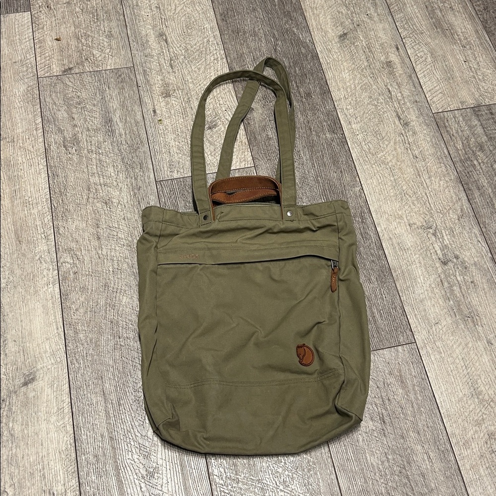 Fjallraven Olive Green Canvas Tote Bag